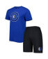 ფოტო #2 პროდუქტის Men's Blue, Black Dallas Mavericks T-shirt and Shorts Sleep Set