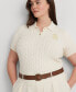 Фото #3 товара Plus Size Cable-Knit Polo Shirt