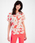 Фото #1 товара Women's Floral-Print Short-Sleeve Blouse