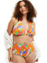 Фото #1 товара ASOS DESIGN Curve mix and match high waist bikini bottom in vibrant abstract print