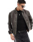 Фото #2 товара ASOS DESIGN oversized distressed faux leather bomber jacket in brown