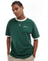 Hollister varsity logo heavyweight boxy fit ringer t-shirt in mid green/cream