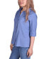 Фото #3 товара Petite Long Sleeve Button-Front Blouse