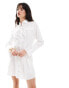 Pimkie pocket detail flared sleeve cinched waist mini shirt dress in white weiß, 42 - фото #1