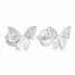 Silver earrings with zircons Butterfly 11311.1