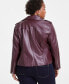 ფოტო #3 პროდუქტის Plus Size Faux-Leather Moto Jacket, Created for Macy's