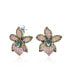 ფოტო #1 პროდუქტის 3D Green Pink Orchid Flower Shaped Pave CZ Large Stud Earrings For Women Cubic Zirconia Rhodium Plated Brass