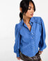 Фото #1 товара Y.A.S embroidered shirt with laced ladder detailing in blue