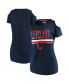 ფოტო #1 პროდუქტის Women's Navy Cleveland Indians Clear The Bases Cold Shoulder Scoop neck T-shirt