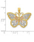 ფოტო #2 პროდუქტის Butterfly Diamond-cut Charm in 14K Yellow Gold with White and Rose Rhodium