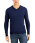 ფოტო #1 პროდუქტის Men's Solid V-Neck Cotton Sweater, Created for Macy's