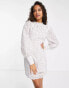 Фото #2 товара Glamorous high neck shift dress in white broderie ditsy