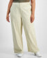 ფოტო #1 პროდუქტის Trendy Plus Size Wide-Leg Twill Pants