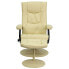 Фото #3 товара Contemporary Cream Leather Recliner And Ottoman With Leather Wrapped Base