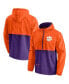 Men's Orange and Purple Clemson Tigers Thrill Seeker Half-Zip Hoodie Anorak Jacket