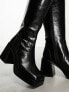 ASOS DESIGN Cascade leather knee boots in black