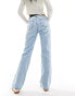 Stradivarius STR straight leg jean in light blue Голубой, 32 - фото #4