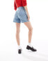 Фото #4 товара ASOS DESIGN Tall denim dad short in light wash blue