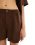 Lindex co-ord Sarah linen blend beach short in brown