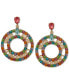 ფოტო #1 პროდუქტის Gold-Tone Multicolor Stone Logo Drop Earrings