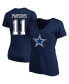 Фото #1 товара Women's Micah Parsons Navy Dallas Cowboys Plus Size Player Name and Number V-Neck T-shirt