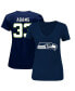 ფოტო #1 პროდუქტის Women's Jamal Adams College Navy Seattle Seahawks Plus Size Player Name and Number V-Neck T-shirt
