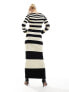 Фото #7 товара Pretty Lavish striped slash neck midaxi dress in black and beige