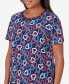 ფოტო #4 პროდუქტის Petite All American Short Sleeve Linking Hearts Top