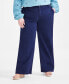 Фото #4 товара Plus Size High-Rise Wide-Leg Twill Pants, Created for Macy's