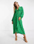 Фото #4 товара Vila knot front midi dress with gold spot in bright green