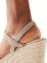 Glamorous espadilles wedge heeled sandals in silver diamante