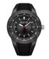 Men's Sporty Three Hand Black Silicon Strap Watch, 49mm