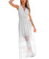 Women's White Plunging Sleeveless Lace Maxi Beach Dress