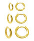 ფოტო #1 პროდუქტის 14K Gold-Plated 3-Huggie Hoop Earrings Set