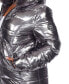 Фото #2 товара Plus Size Metallic Puffer Coat with Hoodie