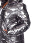 Plus Size Metallic Puffer Coat with Hoodie