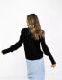 Vila high neck knitted jumper with sleeve detail in black 2XL - фото #6