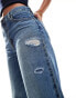 Levi's baggy dad distressed jeans in mid blue