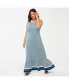 Фото #7 товара Plus Size Cotton Modal Square Neck Tiered Maxi Dress