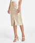 ფოტო #2 პროდუქტის Women's Slit-Front Faux-Leather Midi Skirt