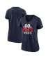 Фото #2 товара Women's Navy New England Patriots Hometown Collection Tri-Blend V-Neck T-shirt