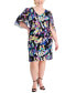 Фото #1 товара Plus Size Printed V-Neck Cape-Sleeve Dress