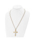 ფოტო #2 პროდუქტის Polished Yellow IP-plated Crucifix Pendant Curb Chain Necklace