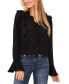 Women's Collared V-Neck Ruffled Blouse