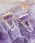 Hammered Genuine Purple Amethyst and Sterling Silver Rectangle Stud Earrings