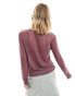 ONLY sheer stripe long sleeve top in dusky pink