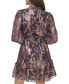 Фото #2 товара Petite Metallic Paisley Ruffled Tie-Neck Dress