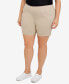 ფოტო #3 პროდუქტის Plus Size Essentials Solid Color Tech Stretch Shorts with Elastic Waistband