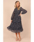 Фото #8 товара Women's Edwina Shirred Frill Long Sleeve Midi Dress
