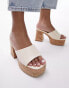 Topshop Isabelle platform cork heel mule in off white